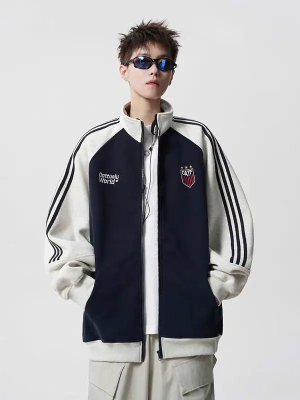 Áo Hoodie Zip Thêu-Áo Khoác Nỉ Khoá Kéo Cổ Cao,Thời Trang Nam Nữ From Rộng - NHÂN MÃ 2