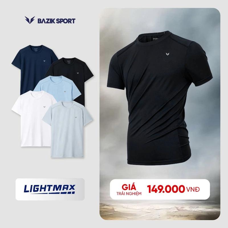 Áo Thun Thể Thao Nam Bazik Training 01 LightMax Thoáng khí, Co giãn tốt, Vận động thoái mái, Tập Gym, Cầu Lông, Pickleball, Basketball, Sport Đồng
