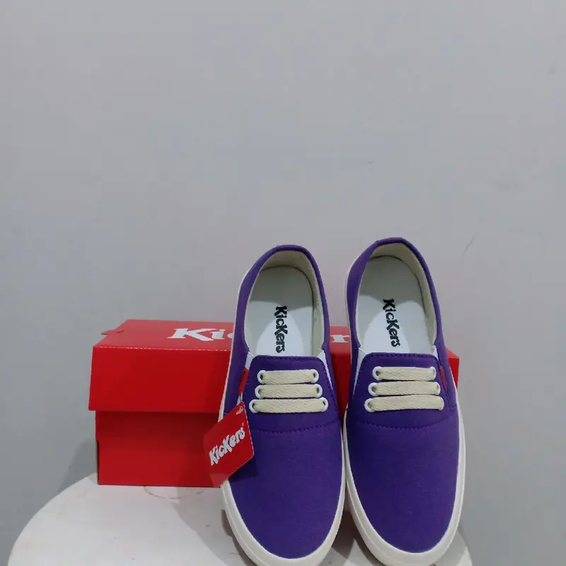 sepatu wanita slip on ungu KC kanvas non tali Karet Shoes 4