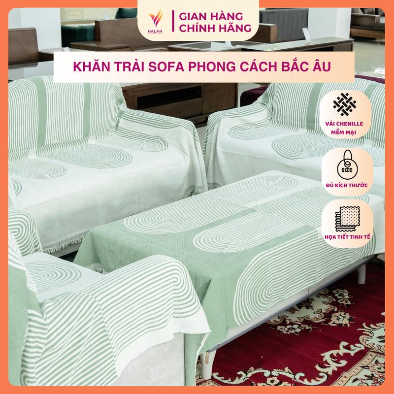 Khăn Trải Ghế Sofa, Phủ Ghế Sofa, Bàn Ăn, Thảm Decor, Ga Trải Giường, Họa Tiết Hình Học Sang Trọng, Chất liệu Chenille Mềm Mại Chống Trượt | Halan Sofa