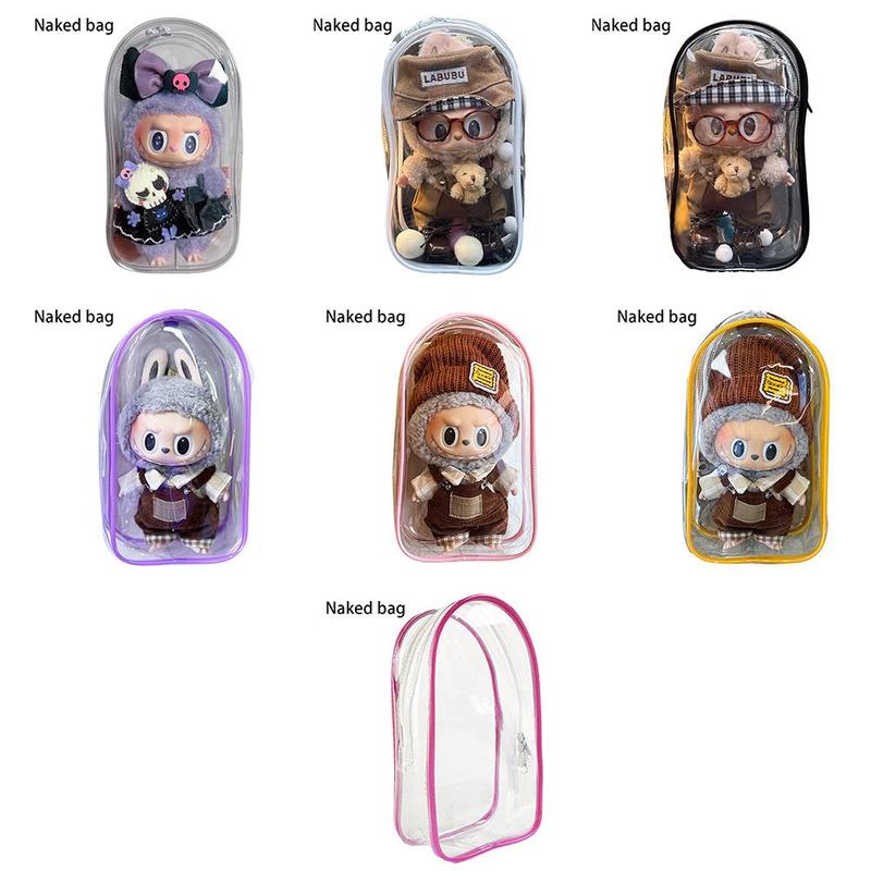 Product Introduction of [Only Bag] Transparent Storage Bag For 15-17CM LABUBU Dust Proof Cotton Doll Baby Walking 19cm Hanging Bag 19