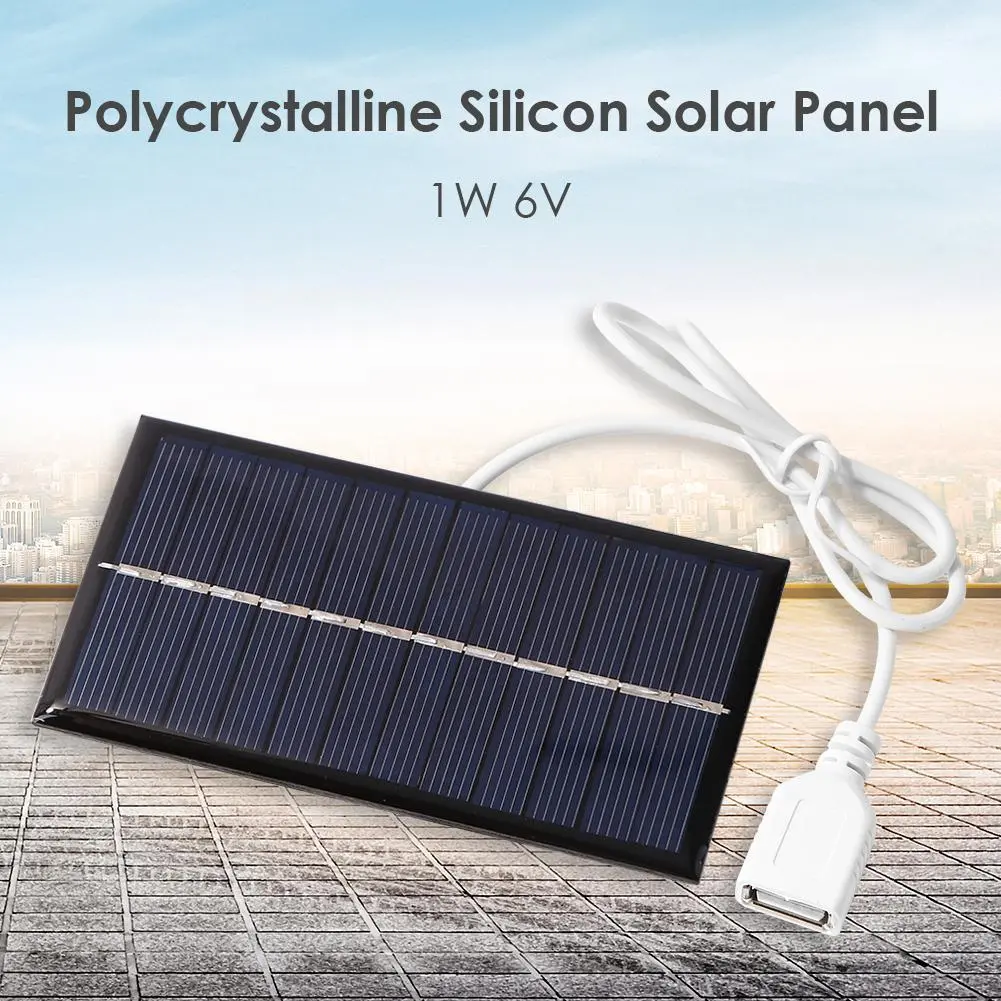 Panel Suria Mini, 1W 6V, Sistem Suria DIY, untuk Telefon, Bank Kuasa, Pengecas Sel