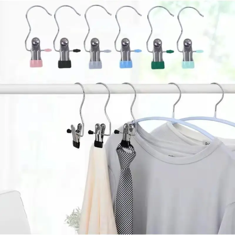 Móc kẹp đa năng chất liệu thép không gỉ, móc treo quần áo đa năng cần thiết trong mọi gia đình. 5