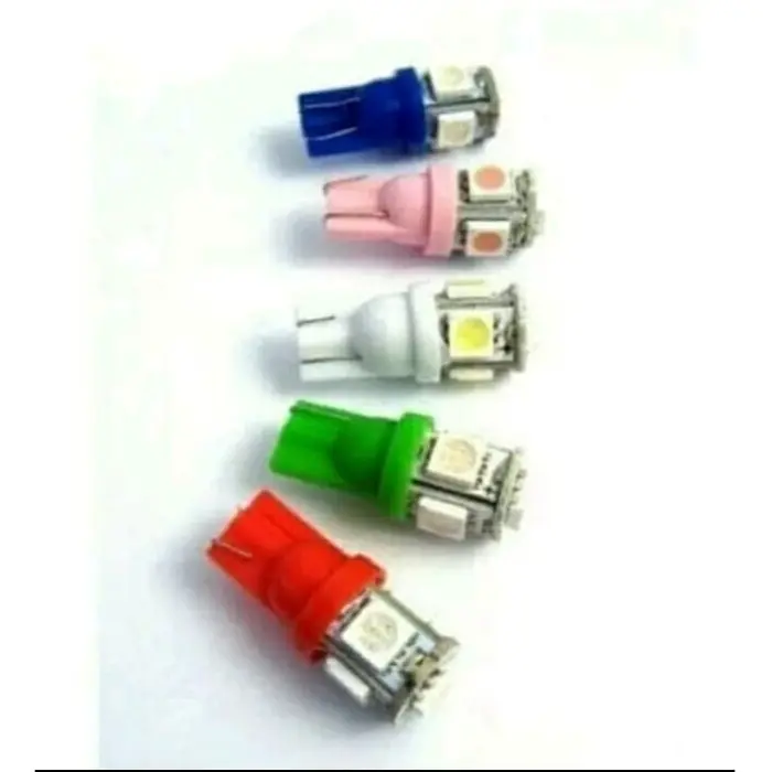 Lampu Senja Jagung T10 LED / Lampu Kota Sein LED T10 / Lampu LED T10 5 Mata Biru Blue Hijau Kuning Merah Pink 3