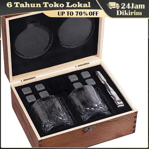 All in One Premium Whisky / Whiskey Glass Gift Set with Stone Stainless Ice | Gelas Minum Wiski Es Batu Anti Cair | Christmas Gift | Hadiah Kado Natal Ayah Pria Pacar Bos | Premium Hampers