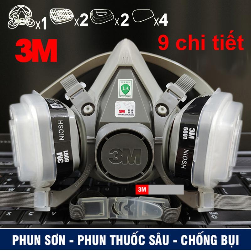 Bộ khẩu trang phòng độc 3.M 6200 kèm kính hoá chất, mặt nạ sơn chống độc phun thuốc trừ sâu - Mặt nạ phòng độc 3.M