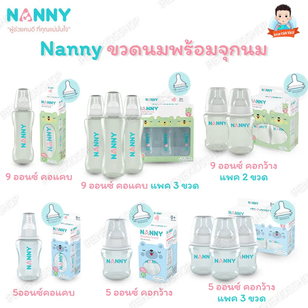ขวดนม ขวดนมคอกว้าง ขวดนมแนนนี่ ขวดนมคอแคบ จุกนม จุกเสมือนนมแม่