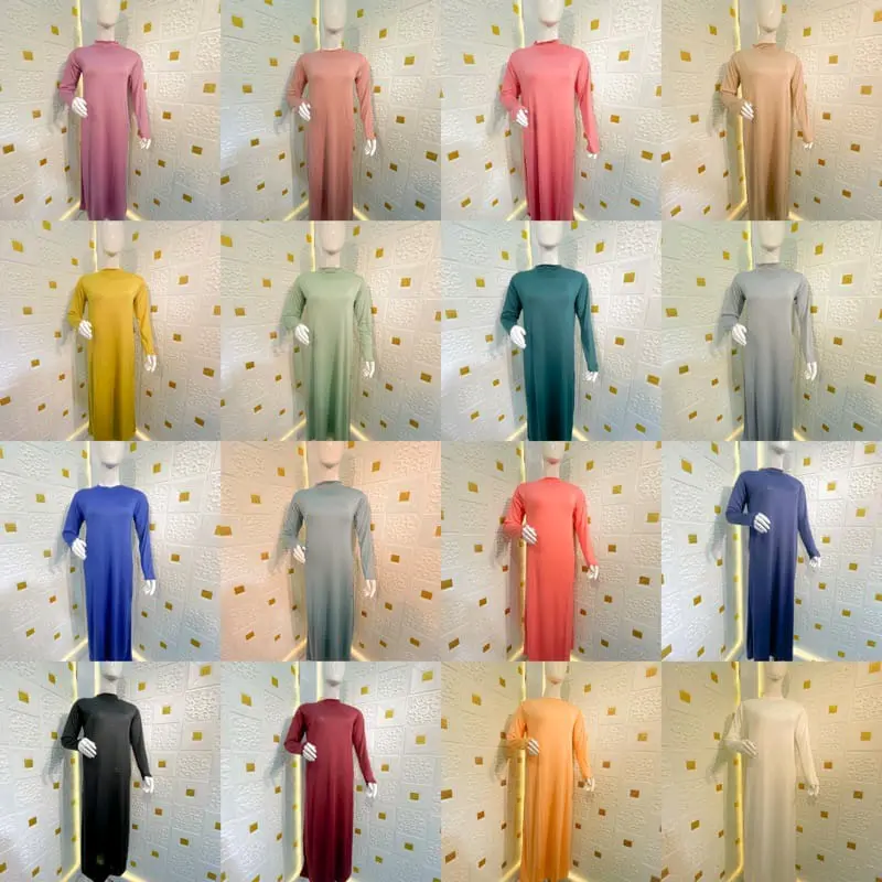 INNER DRESS MANSET LENGAN PANJANG BAHAN SPANDEK JERSEY PREMIUM Dalaman Wanita Muslim Tebal 6