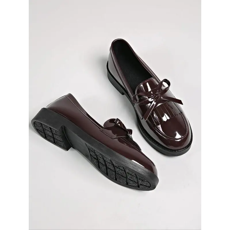 Women's Classical Solid Color Bow Decorated Loafers, Fashionable PU Leather Shoes for Daily Wear, Lightweight Breathable Comfortable Shoes for Women & Girls 0