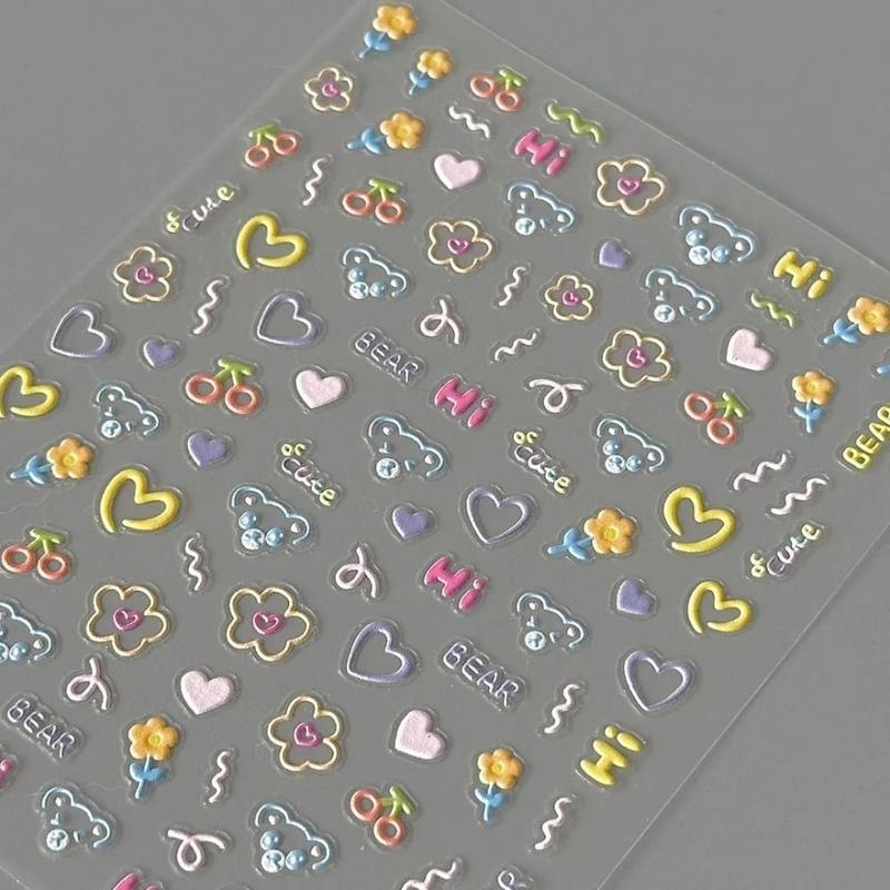 Product Introduction of 2025 Cute Nail Sticker Soft Embossed Self Adhesive Cartoon Stickers Cartoon Multifunction Decal Nail Art Sticker 12
