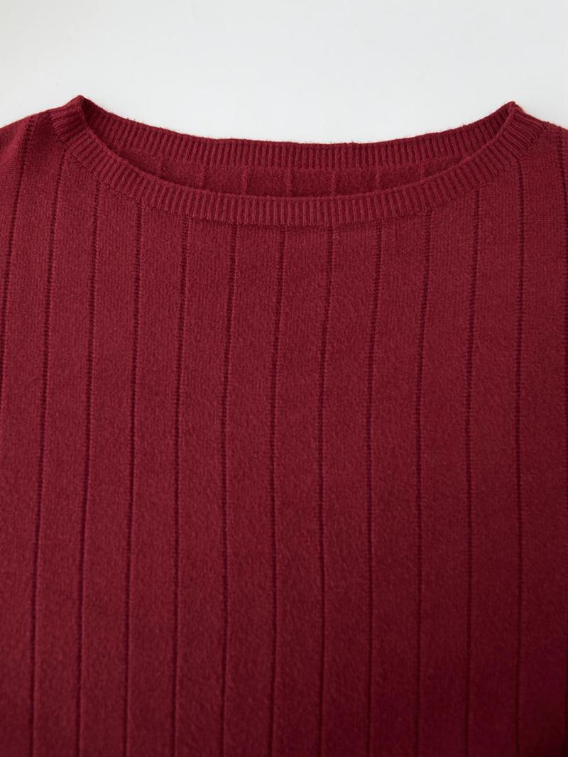 Product Introduction of 【Plus Size】 Solid Drop Shoulder Sweater, Casual Long Sleeve Scoop Neck Jumper for Spring & Fall, Women's Clothing for Daily Wear 5