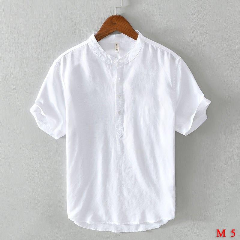 Áo sơ mi nam,áo đũi nam cộc tay 6 màu cổ tàu mã AD01 Menswear Cổ Tròn