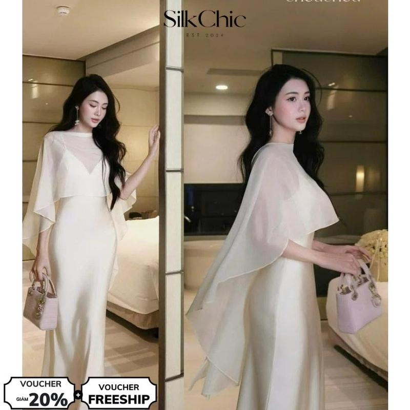 Set Đồ Nữ Áo Choàng Váy Lụa Dáng Dài SC674 Áo Choàng Dài Phủ Lưng Sang Trọng |Có Lẻ Áo| Women