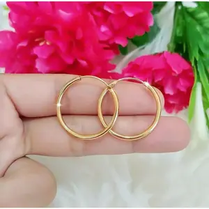 Anting Titanium Wanita dewasa Bulat polos warna 24k anti luntur