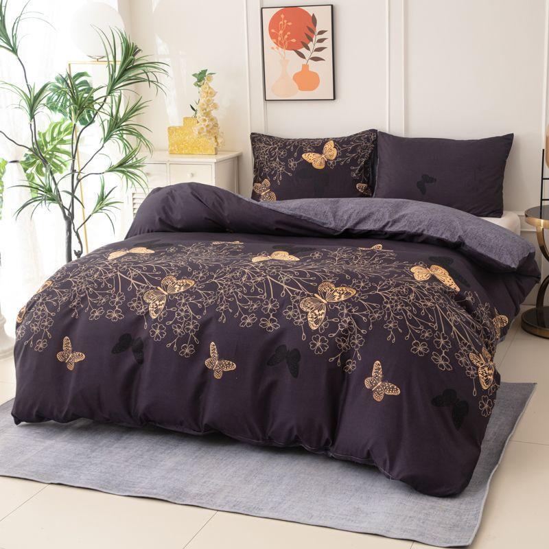 Butterfly Print Duvet Cover & 2 Pillowcase without Filler, 3 Counts Soft Comfortable Bedding Set, Modern Casual Bedding Supplies for Home Bedroom Accessories 2