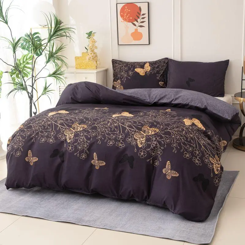 Butterfly Print Duvet Cover & 2 Pillowcase without Filler, 3 Counts Soft Comfortable Bedding Set, Modern Casual Bedding Supplies for Home Bedroom Accessories 2