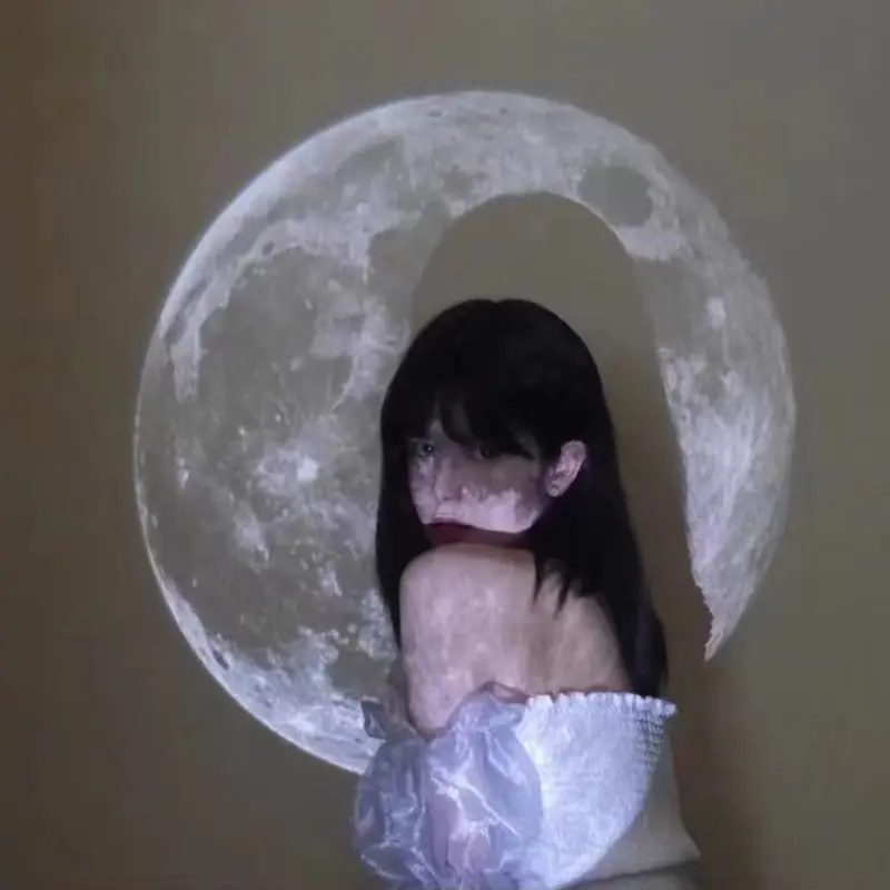 Aurora Moon Galaxy Projection Lamp – Creative Night Light & Ground Projector for Birthday Gifts, Home Decor, and Photography