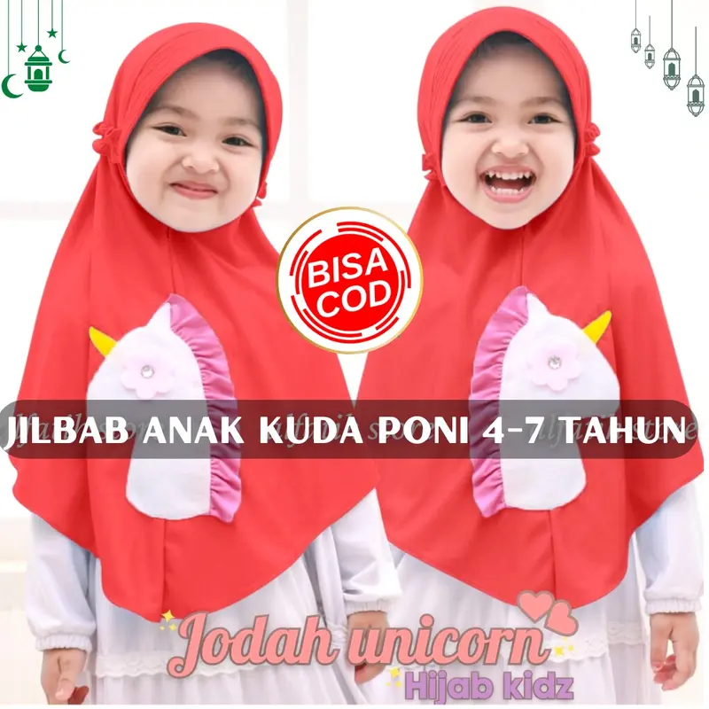 HIJAB ANAK KUDA PONI UMUR 4 SAMPAI 7 TAHUN/JILBAB ANAK MURAH Cantik Karet 1