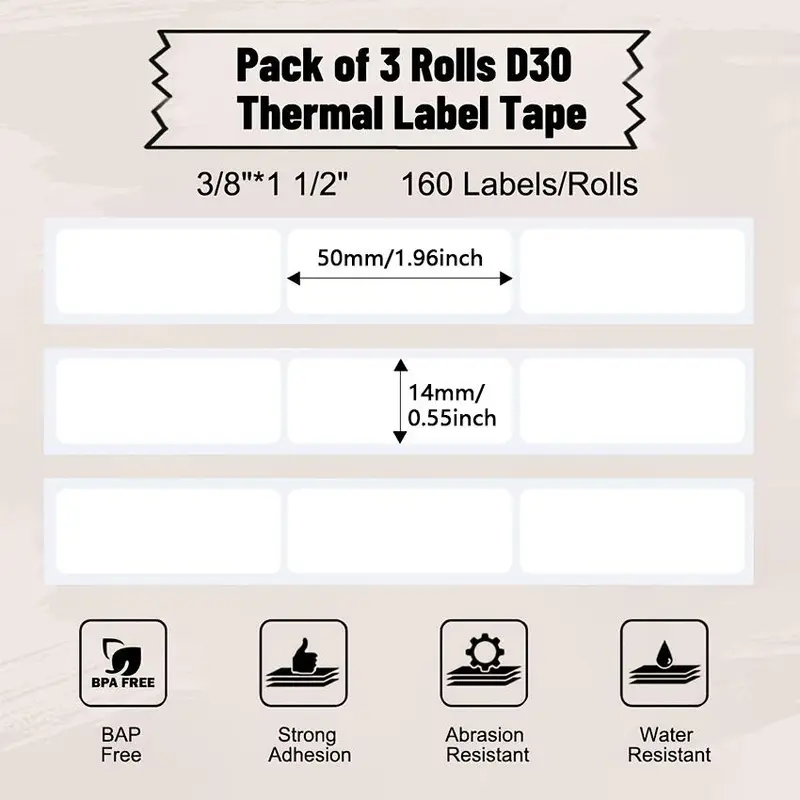 Phomemo D30 Thermal Self-adhesive Label, Three Rolls in A Box, Compatible with Phomemo D30 Label Printer, Suitable for Home, Office, School, White 7