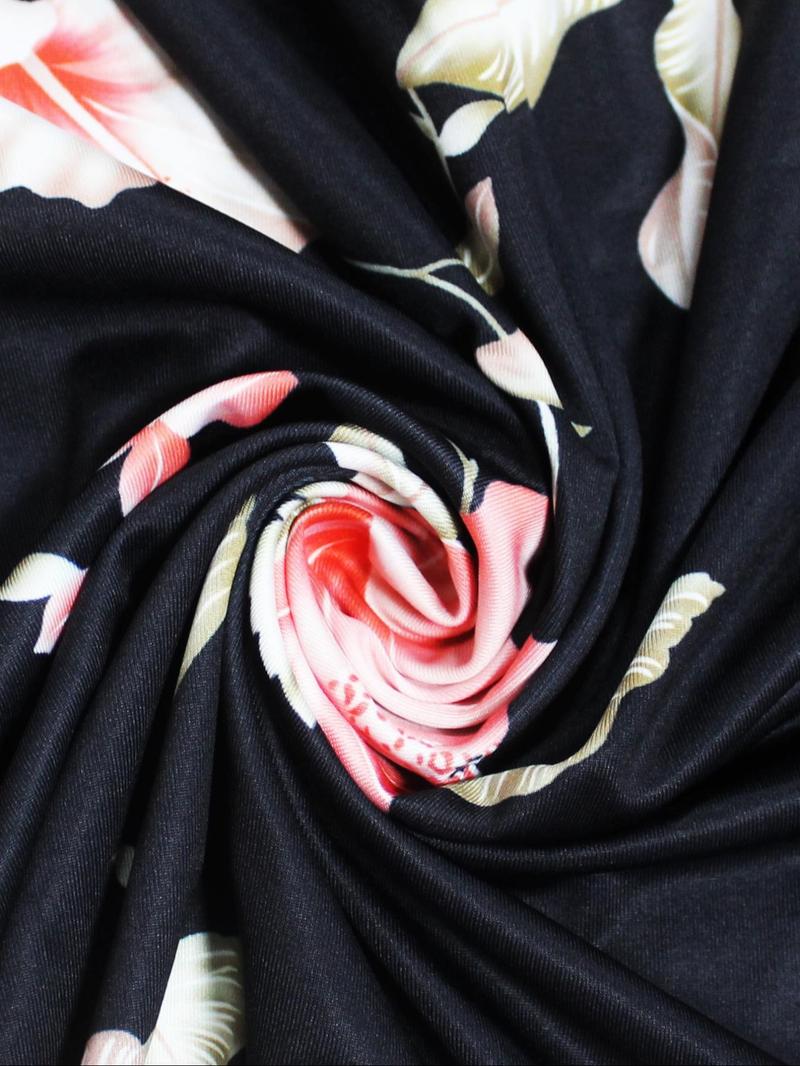 Product Introduction of Women's Floral Print Belted V Neck Dress, Elegant Dress for Party Holiday Wedding Guest, Ladies Clothes for All Seasons 9