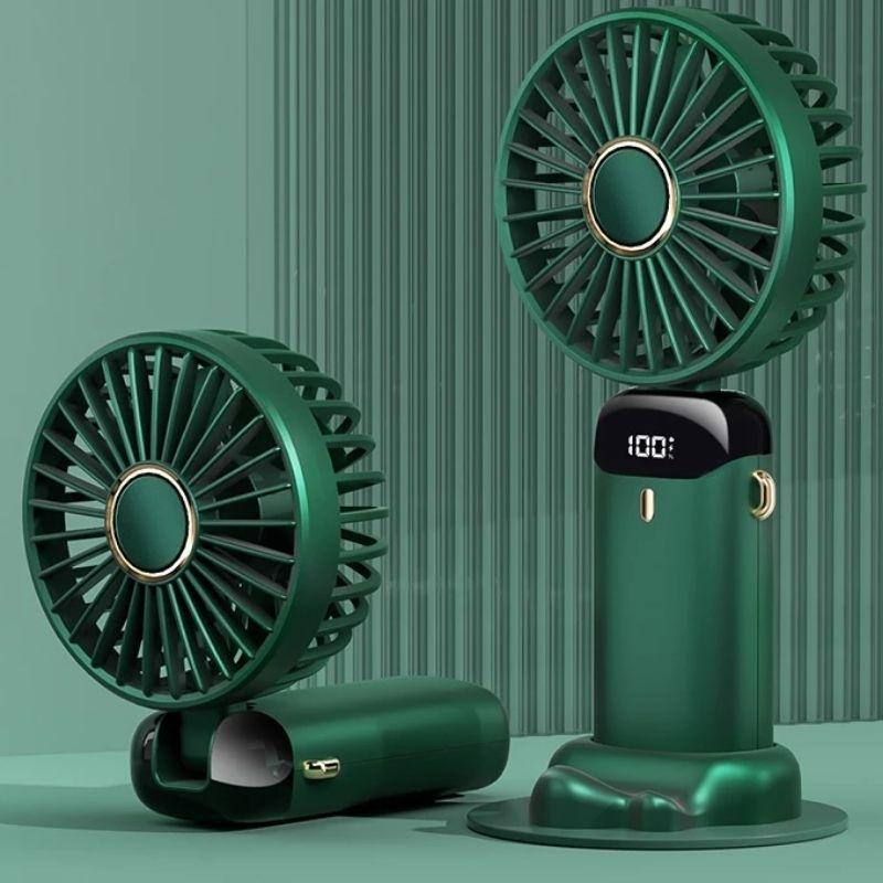 Quạt mini cầm tay TEKKIN pin khủng 10000 mah, quạt tích điện gấp gọn 5 cấp độ gió linh hoạt, led hiện thị % pin cực xinh