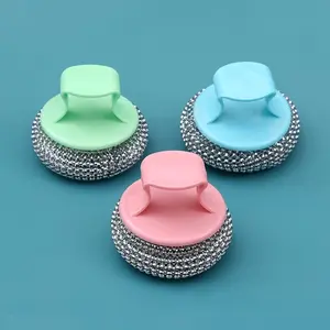 01-Spon Kawat Cuci Piring Stainless Steel Panci Sabut Spons Sponge Dapur Dengan Gagang Spon