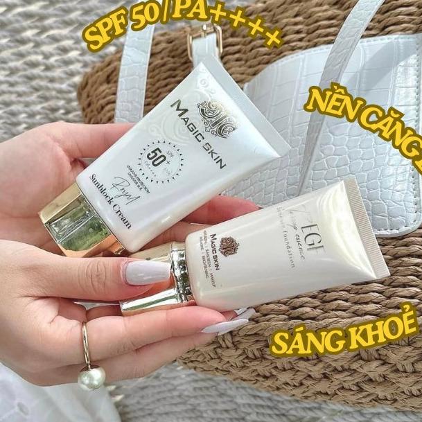 Combo kem nền chống nắng Magic skin Sunblock Cream