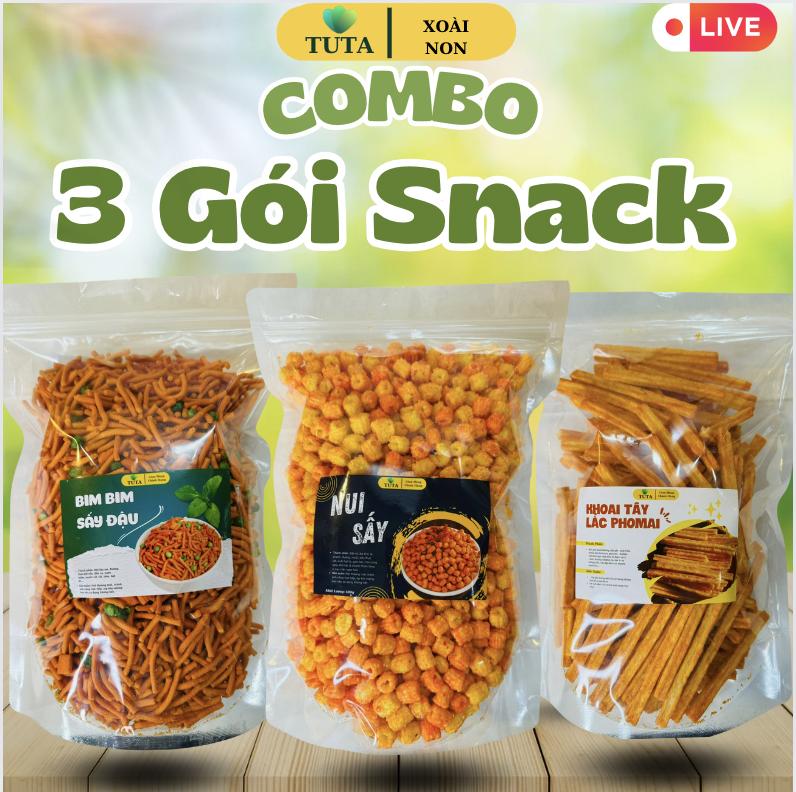  COMBO 3 Gói Snack Tuổi Thơ TỔNG 1,5KG. MỖI GÓI 500gram Giòn Rộp Rộp Ăn Là Ghiền 