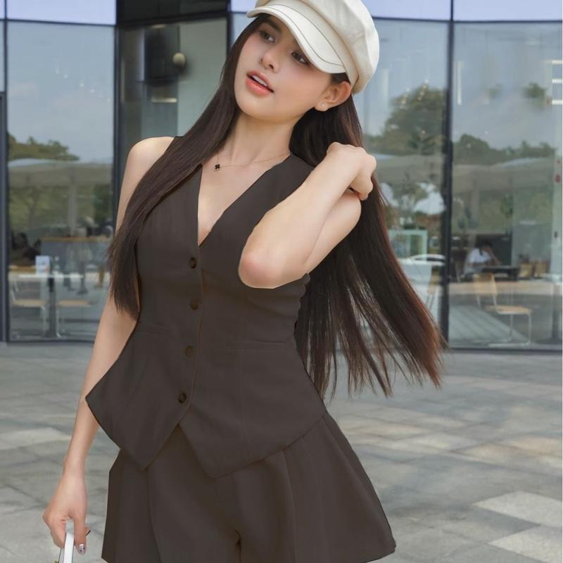 Sét áo ghi lê quần xếp li sang trọng chất tuyết mưa cao cấp Nữ Top Women Kem Women Kem setchânváy tafta setchânváy tafta đầmbody cổtàu setđồ slay Jacket Áo Khoác