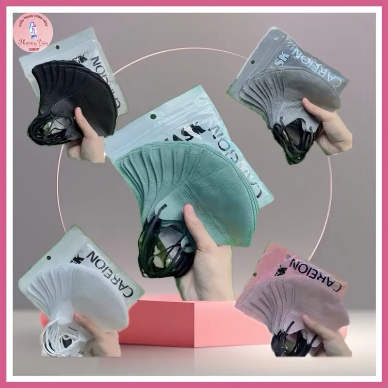 100 Chiếc Khẩu Trang 5D THÁI LAN, 5D Mask CAREION kháng khuẩn, Nhiều Màu Lạ Siêu Đẹp Phụ Kiện Accessories Che Mặt unisex khẩu trang & phụ kiện, An Phong, dây đen