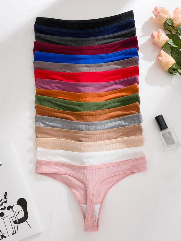 Women's Solid Color Thong, Soft Comfy Breathable Seamless Knicker for Daily Wear, Underwear for All Seasons, Panties 1