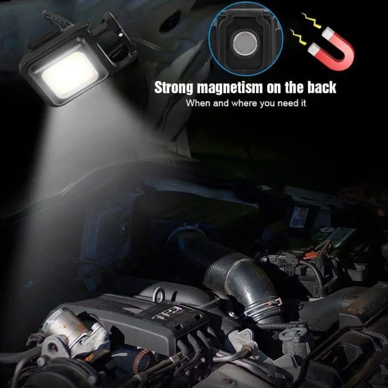 Lampu Senter Led COB Mini USB Charger Model Gantungan Kunci Multifungsi Super Terang 2
