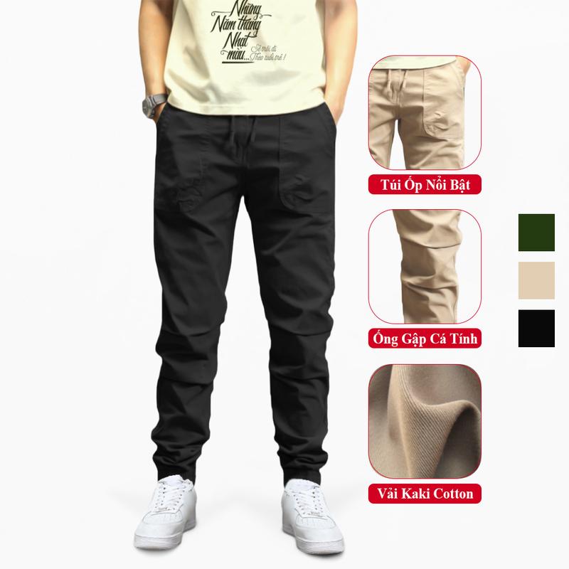 Quần Jogger Kaki Nam Vicenzo Túi Ốp Cao Cấp Cạp Chun Bo Gấu Trẻ Trung, Quần Kaki Nam, Quần Kaki Jogger Nam, Quần Kaki Nam, Quần Dài Jogger Kaki Nam, Quần Nam Kaki Jogger, Jogger Kaki Nam, Jogger Nam Kaki, Quần Jogger Nam