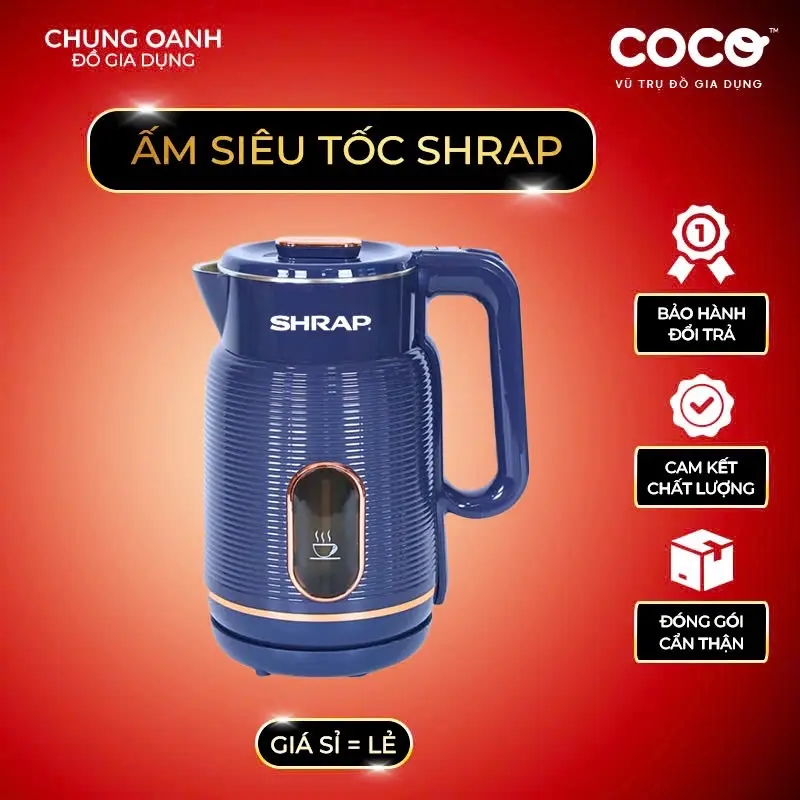 Ấm Đun Nước Siêu Tốc S.HRAP SH-68, Dung Tích 2 Lít,Phiên Bản Mới, Tự Động Ngắt Khi Sôi - Bình Đun Nước Ấm Siêu Tốc Đun Siêu Tốc