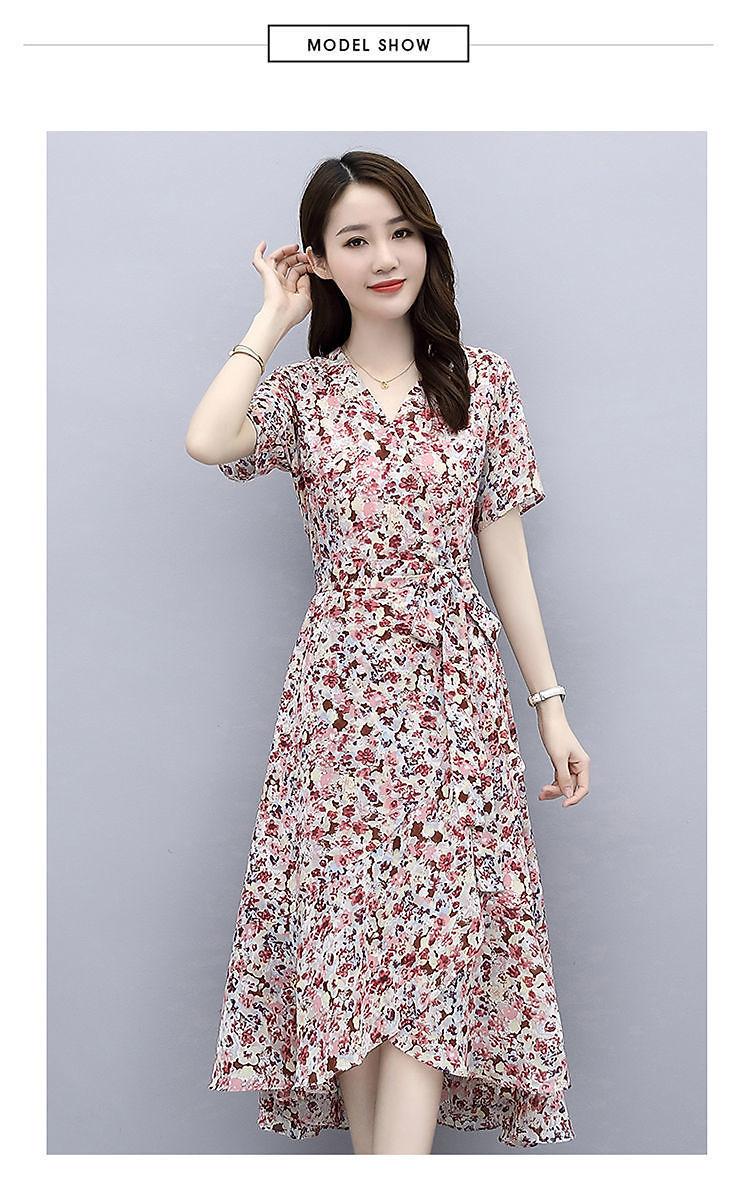 Product Introduction of Quần Áo Nữ, Hoa Kiểu Pháp, Chân Váy Midi Thanh Lịch, Ngoại Cỡ, Thích Hợp Cho Mùa Hè, Hàng Mới Về, Thích Hợp Cho Cô Gái Đầy Đặn, Che Bụng, Mỏng Vừa Vặn, Váy Voan Thời Trang Women Dress 16