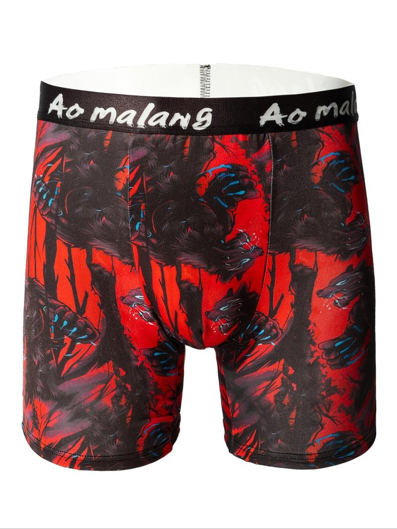 Product Introduction of Random Print Men's Boxer Brief, Casual Comfy Breathable Underwear for Daily Wear, Men's Underwear for All Seasons 2