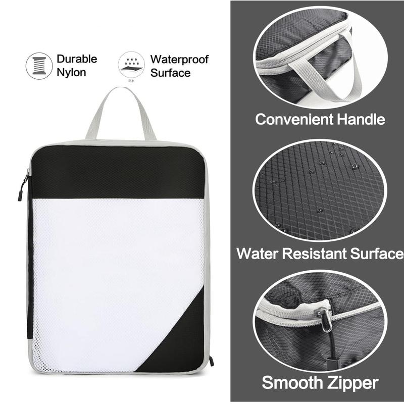 Travel Storage Bag Set, 4 Counts/set Including 3 Counts Compression Packing Cubes & 1 Count Shoe Bag, Travel Organizer for Clothes, Bedding, Toiletries 5