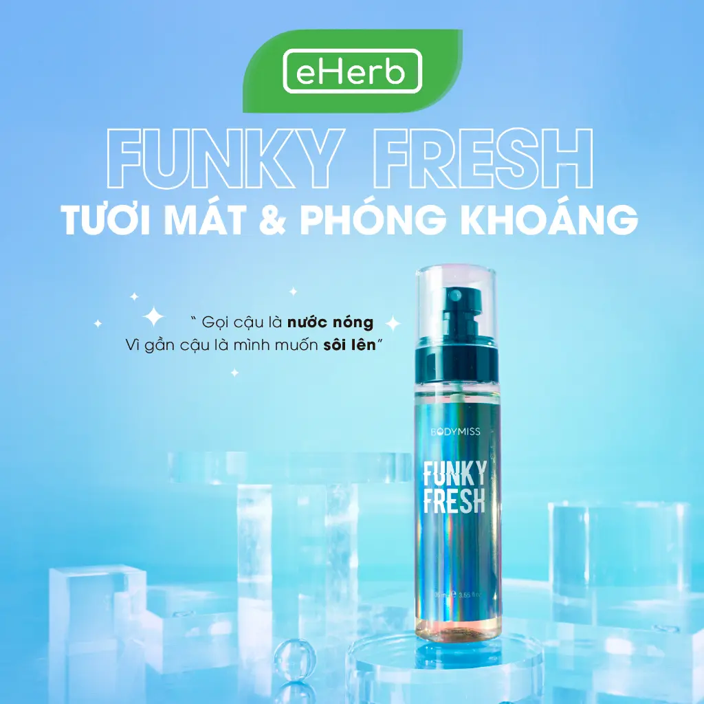Body Mist Xịt Thơm Toàn Thân Funky Fresh BODYMISS 105ml Hương Ấm Gỗ Tuyết TùngTrang điểm Cosmetic Perfume Nữ Nước Hoa