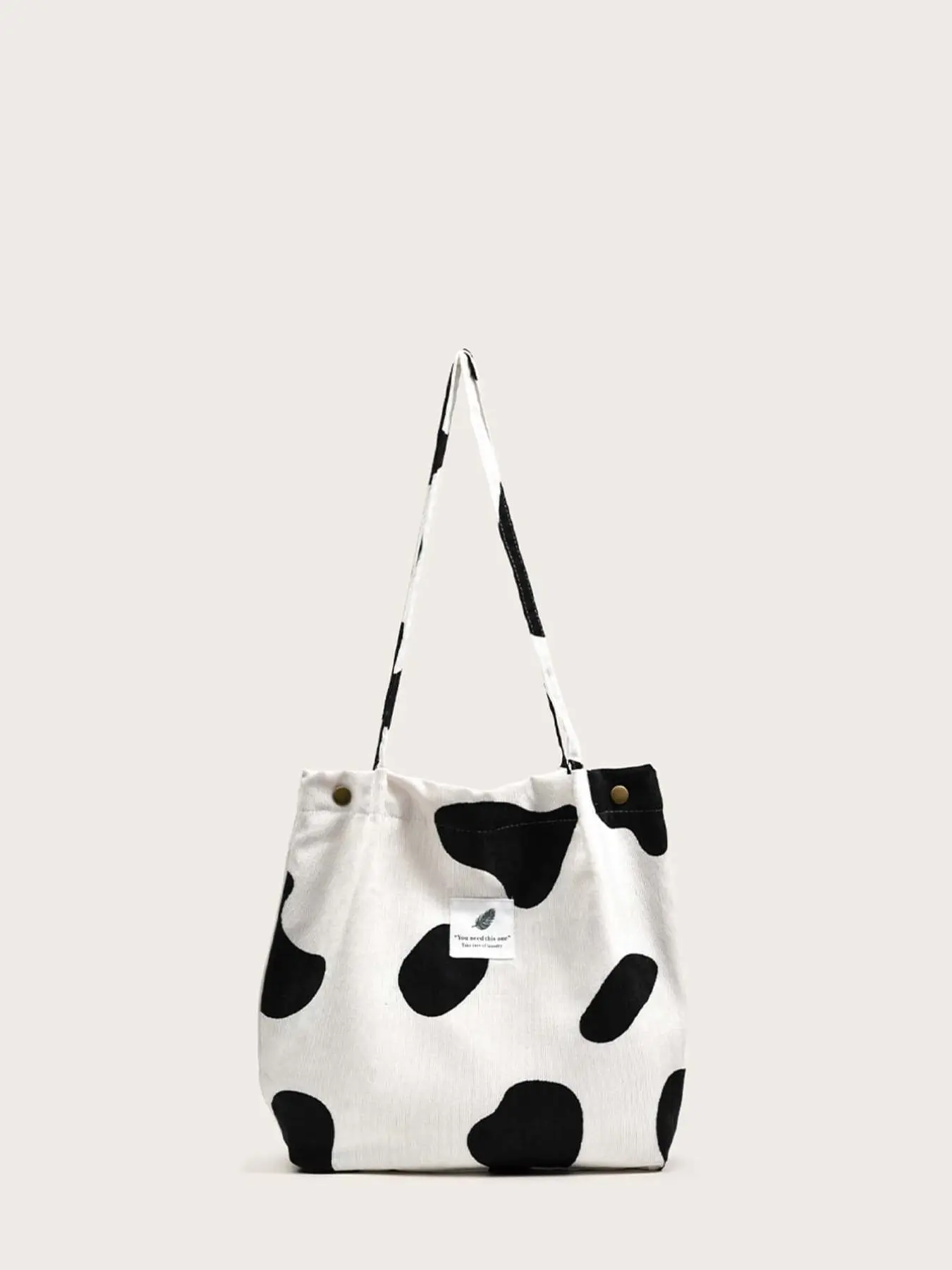 Women's Cute Colorblock Cow Pattern Tote Bag, Large Capacity Shoulder Bag, Fashionable Canvas Shoulder Bag for Women for Work & Daily Use