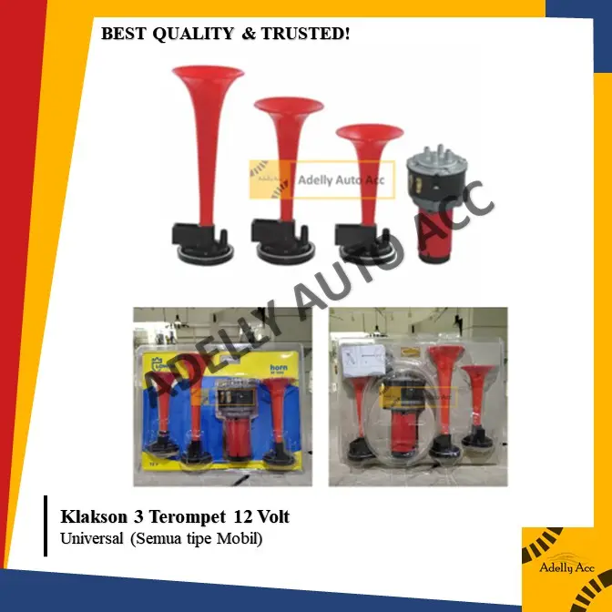 Klakson Trompet Terompet 3 corong telolet 12 & 24 Volt + Dinamo Car