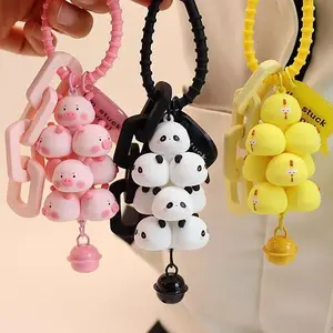 Gantungan Kunci Hewan Peliharaan Lucu Aksesoris Gantungan HP Lucu Boneka Kartun Kreativitas Aksesoris Tas Pink babi Panda Anak ayam Tali Lanyard HP Keychain Kunci Mobil Liontin Tas