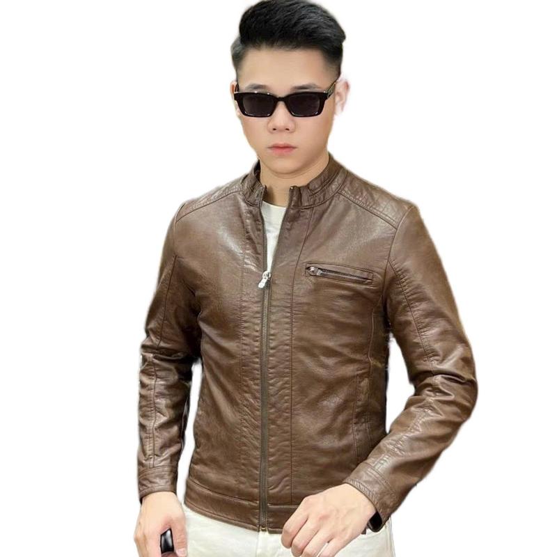  Áo da cổ tàu quảng Châu cao cấp Menswear Nam Jacket Nhung 