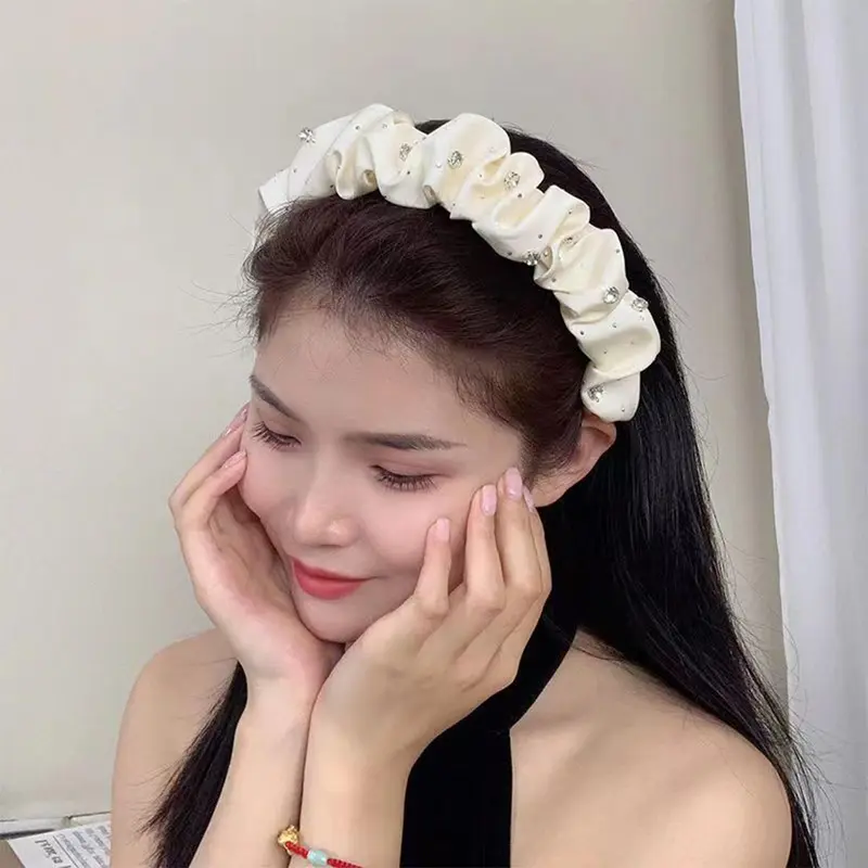 Bờm Tóc Xếp Ly, Thiết Kế Đơn Giản, Màu Đen, Băng Đô Cho Nữ, Băng Đô Rộng, Phụ Kiện Cài Tóc, Phụ Kiện Tóc Pin Voi 1