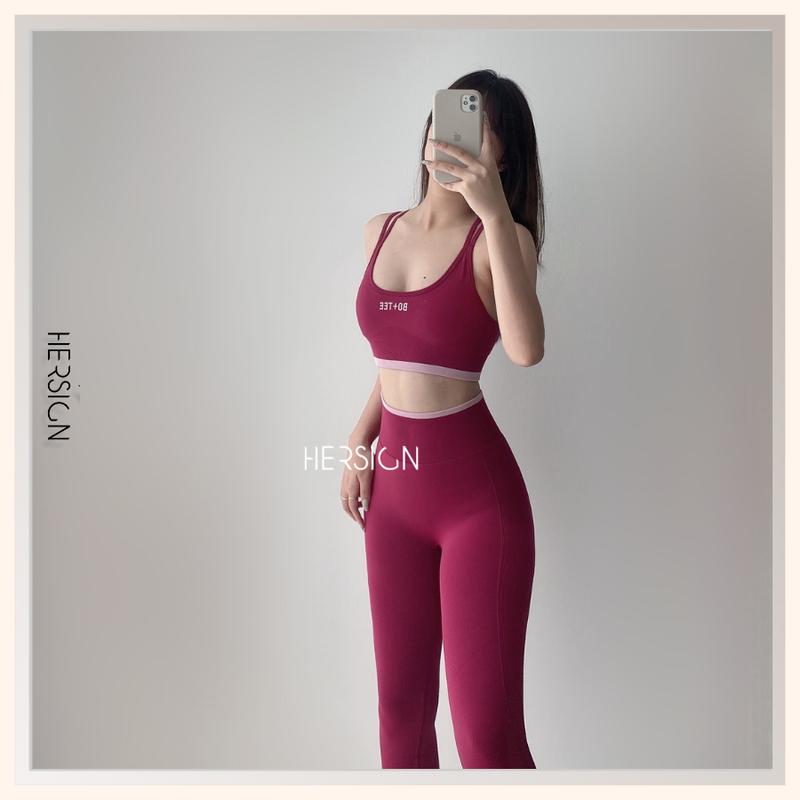 Bộ đồ tập gym nữ Set tập yoga Áo bra dây kép quần legging HERSIGN-SET108