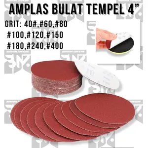 Amplas Bulat Velcro Disc 4 Inch Grit 60 80 100 120 150 180 240 /Ampelas Gerinda Bundar Tempel/Amplas Kertas Gosok Bulat