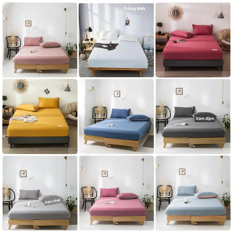 combo 3 MÓN ga gối COTTON TICI, ga giường và 2 vỏ gối cotton Hàn Quốc set m2 m4 m6 m8 0