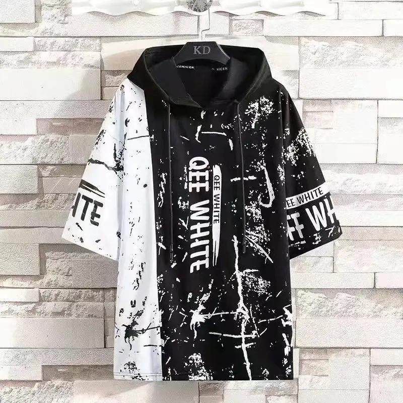 Sweater Distro Pria BAJU QEE Lengan Pendek Kaos Hoodie - Panjang, Sweatshirt Atasan Crewneck Oblong