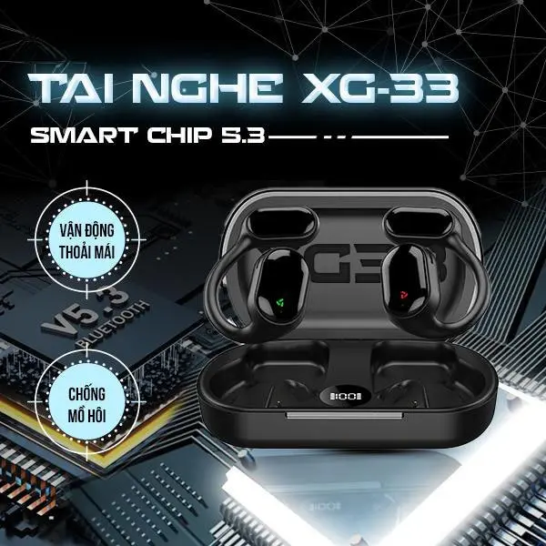 Tai nghe Bluetooth thể thao, Xg33, không có tai, không đeo, động cơ thoải mái, Bluetooth 5.3, pin sức khỏe, có MIC, tai nghe âm Nhạc