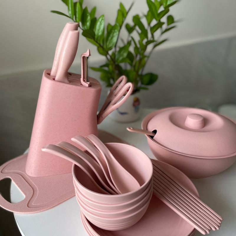 Combo chén bát dĩa tô muỗng đũa+ dao lúa mạch đầy đủ món