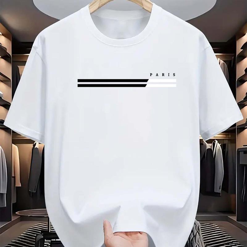 Men's summer casual T-shirt simple digital print plus loose short sleeved top 4